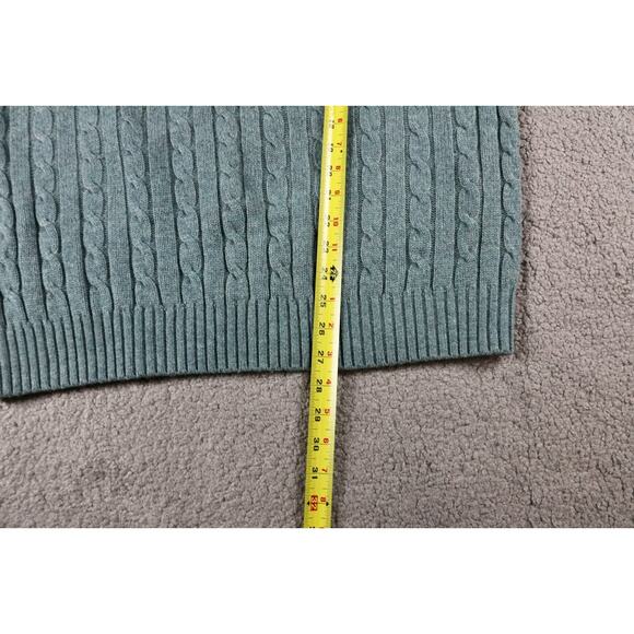 LL Bean Sweater Mens XL Green Wool Blend Cable Knit Fisherman Vintage Hong Kong - Picture 6 of 6